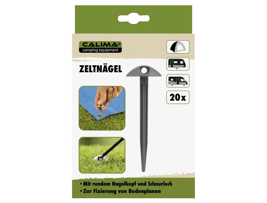 Zeltnäger mit Nagelkopf, Kunststoff, 87mm,  20 Stück