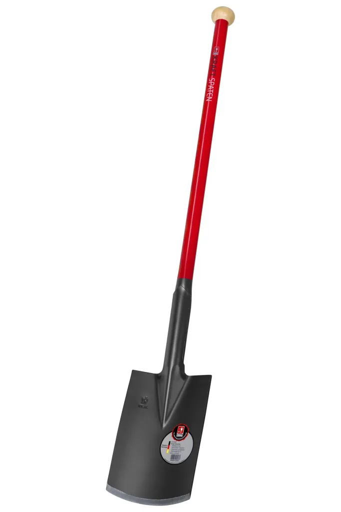 Spaten Kraftspaten, Blattstärke 5 mm, pulverbeschichtet, Schur angeschliffen, Holzknauf, Stahlrohrstiel 92 cm