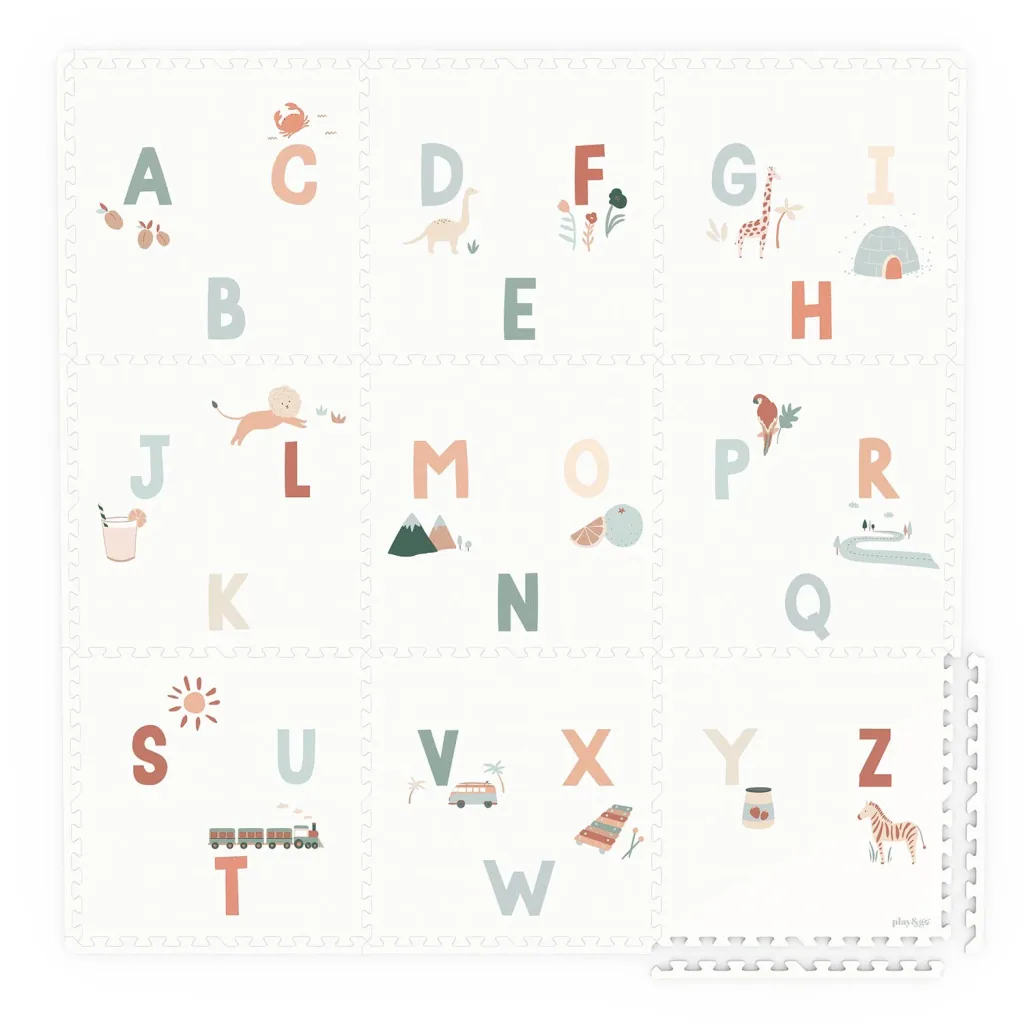 Play&Go Kinderteppich, Puzzlematte, Puzzleteppich - Alphabet/Terrazzo EVA