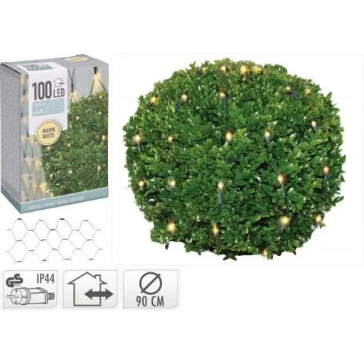 Buchsbaum-Kugelnetz SET von 2 - 100 LED Warm-Weiß Ø 90cm - Strauch