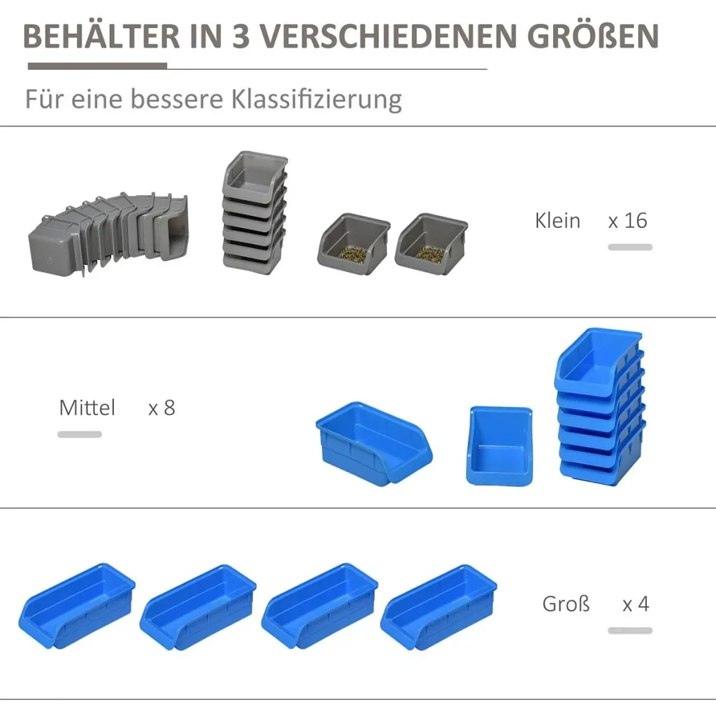Werkzeugwand-Set 44-teilig Blau+Grau