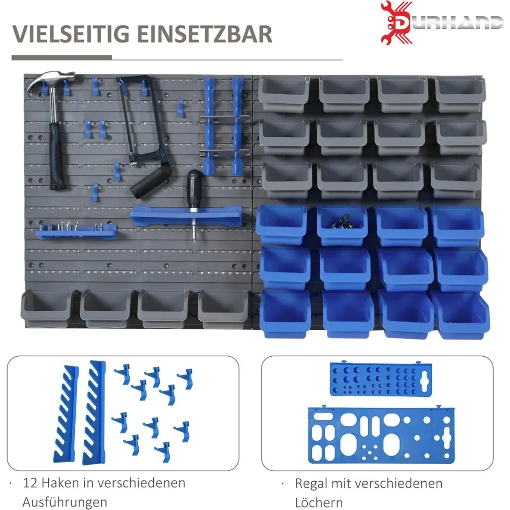Werkzeugwand-Set 44-teilig Blau+Grau