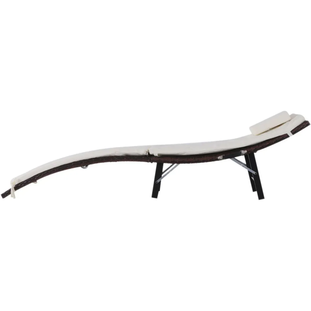 Gartenliege Sonnenliege mit Kissen Relaxliege ergonomisch wetterbeständig Polyrattan Braun 196 x 61 x 53 cm