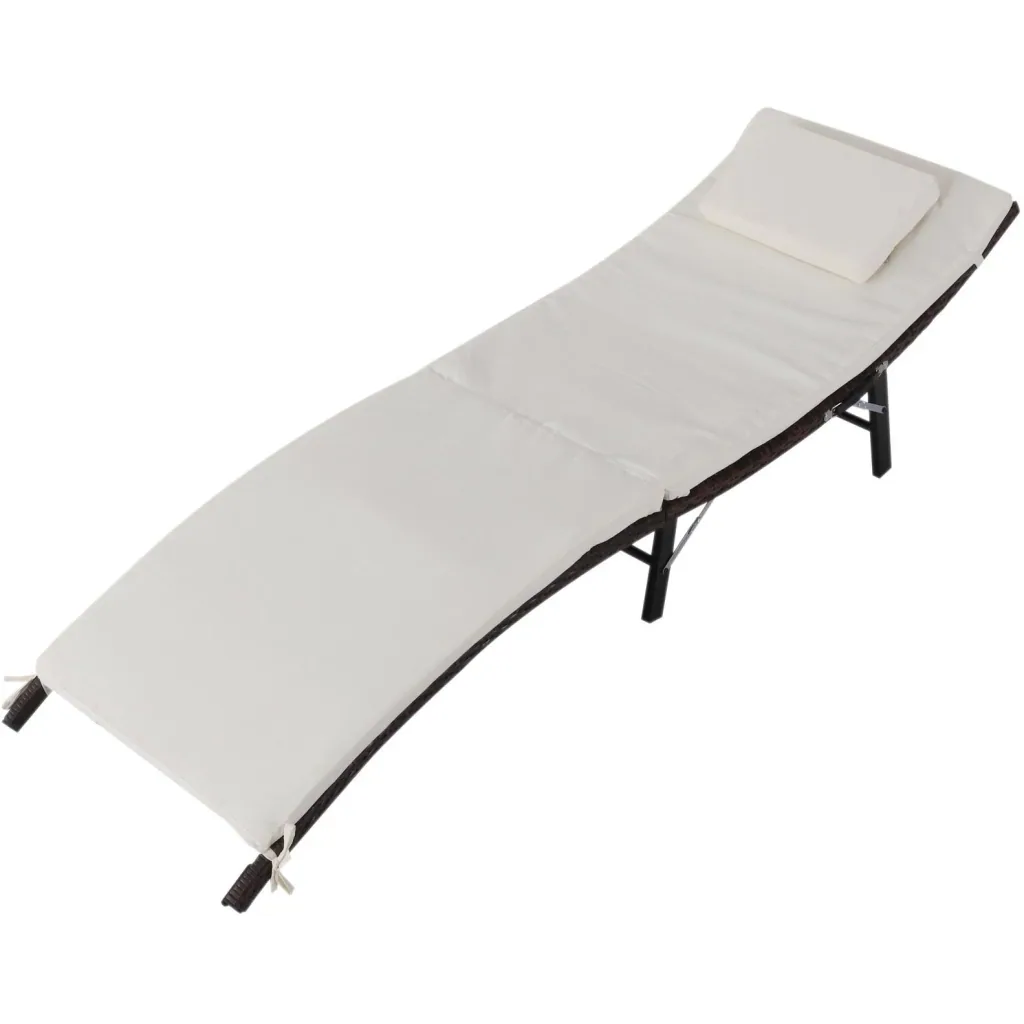 Gartenliege Sonnenliege mit Kissen Relaxliege ergonomisch wetterbeständig Polyrattan Braun 196 x 61 x 53 cm