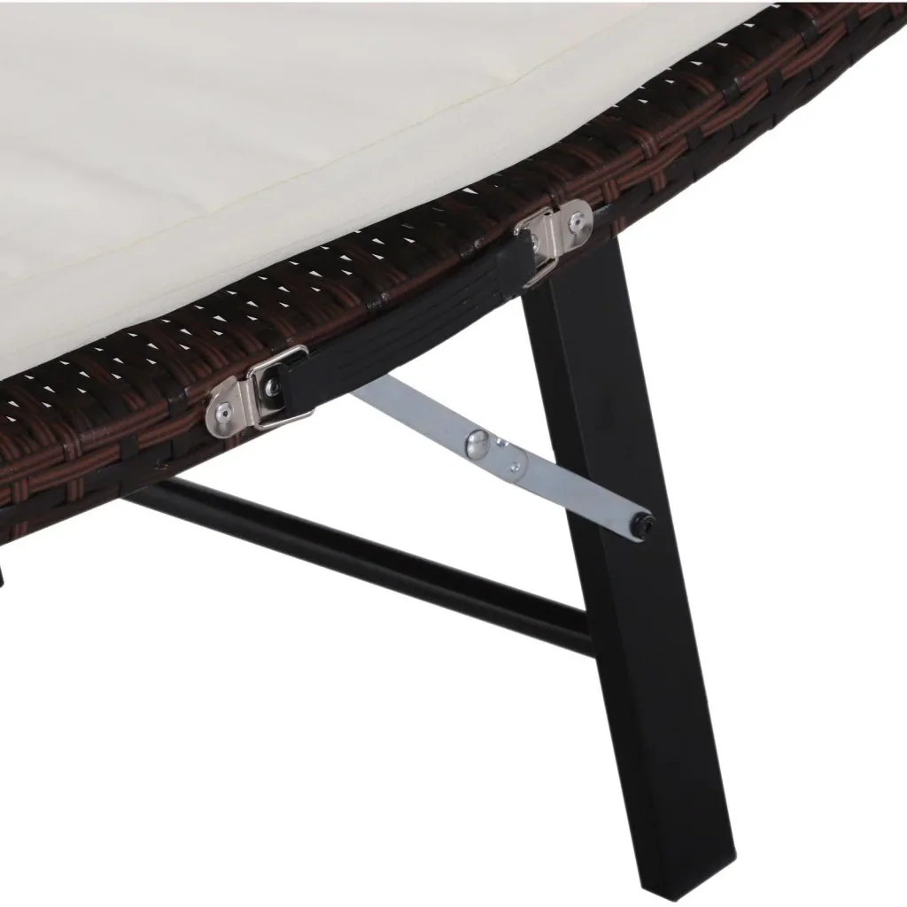Gartenliege Sonnenliege mit Kissen Relaxliege ergonomisch wetterbeständig Polyrattan Braun 196 x 61 x 53 cm