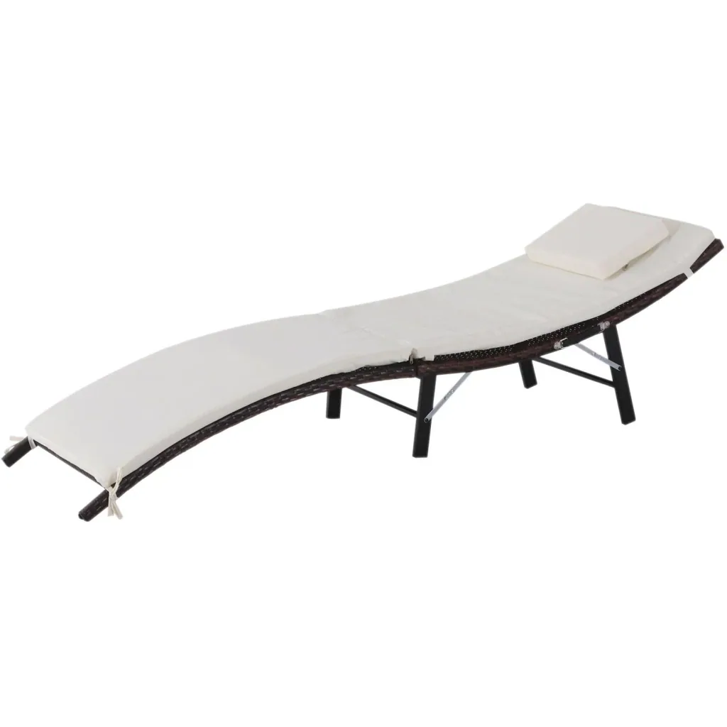 Gartenliege Sonnenliege mit Kissen Relaxliege ergonomisch wetterbeständig Polyrattan Braun 196 x 61 x 53 cm
