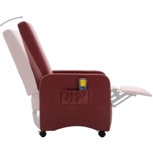 Massagesessel verstellbar Kunstleder weinrot