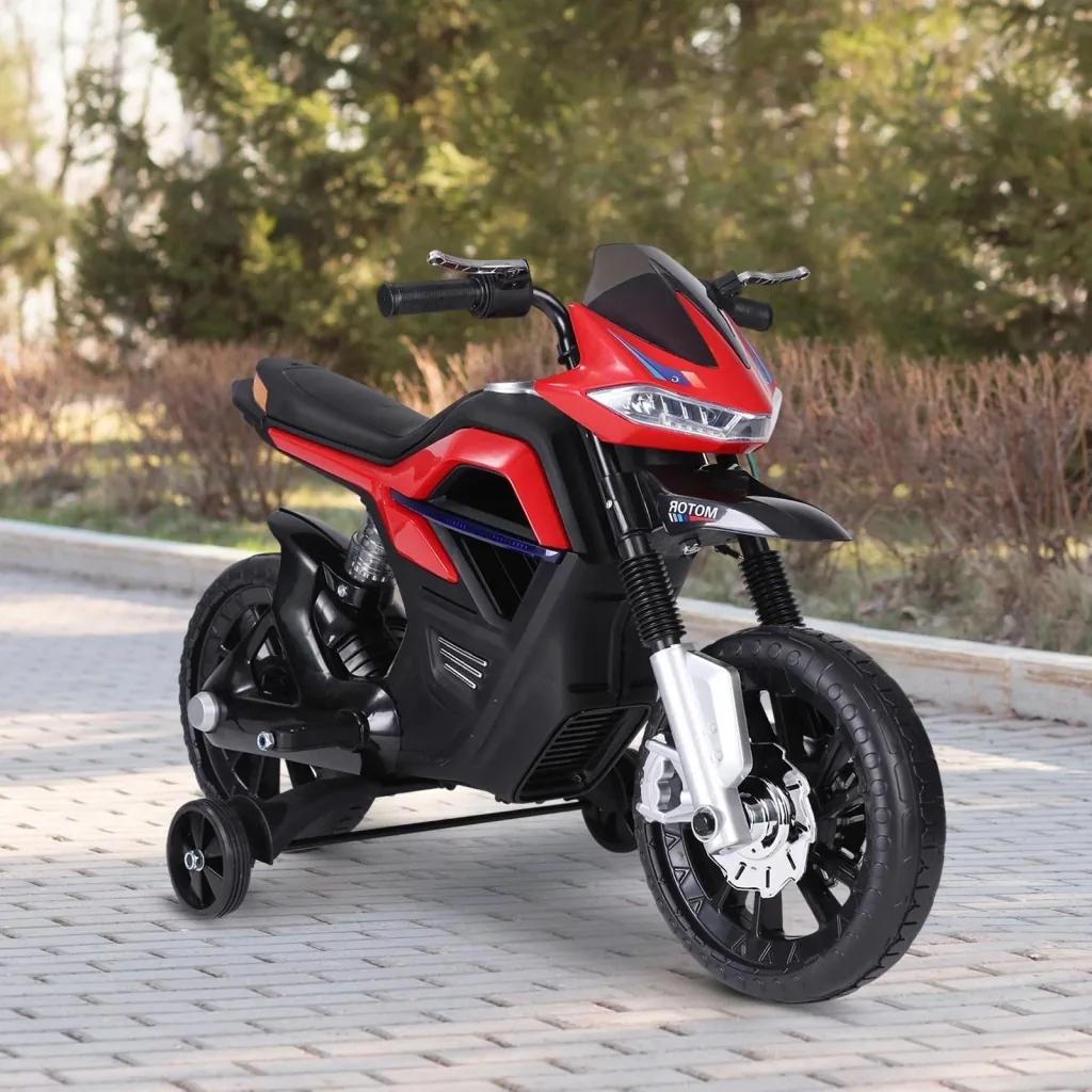 Elektro-Motorrad Motorrad für Kinder ab 3 Jahren Elektrofahrzeuge 3 km/h PP Rot 105 x 52,3 x 62,3 cm