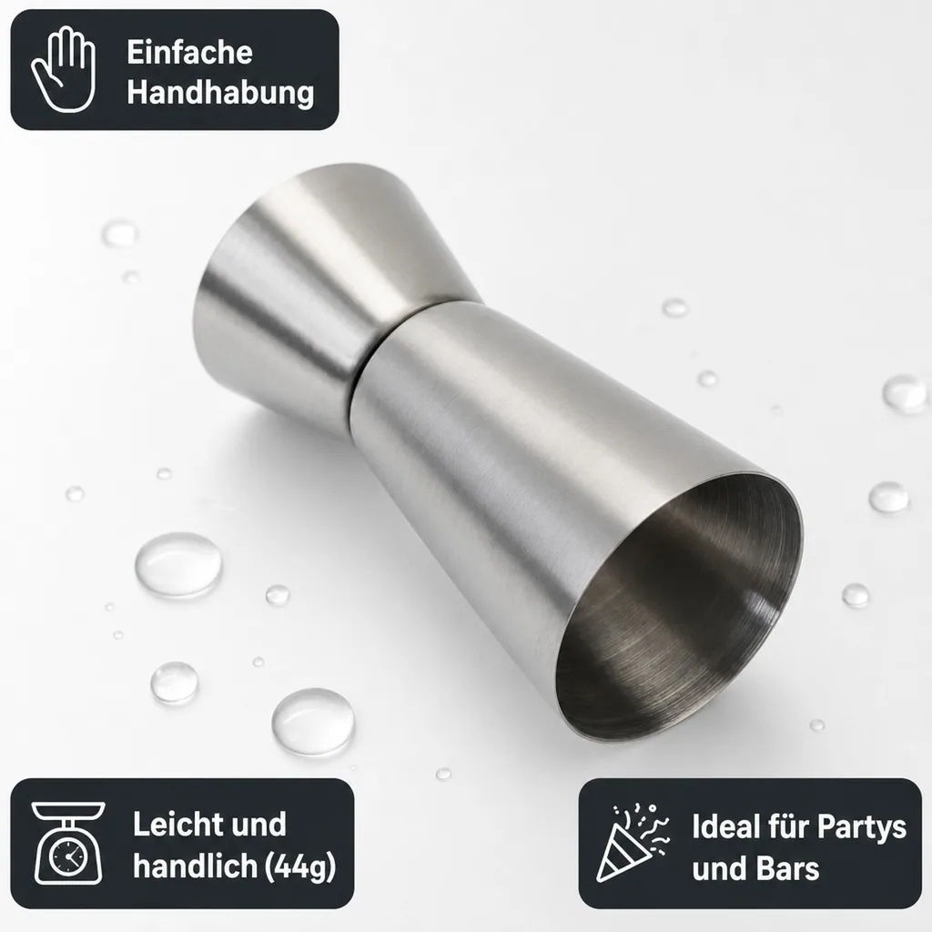 Jigger, Cocktail Messbecher - Edelstahl 20/40 ml