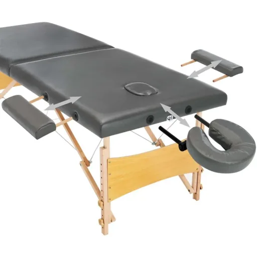 Massageliege 2 Zonen 186x68 cm Holzrahmen anthrazit