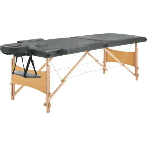 Massageliege 2 Zonen 186x68 cm Holzrahmen anthrazit
