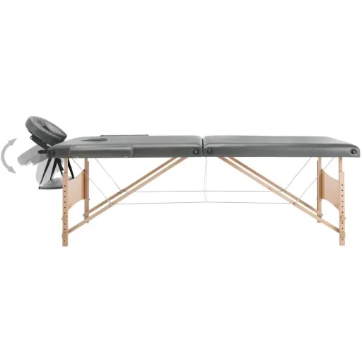 Massageliege 2 Zonen 186x68 cm Holzrahmen anthrazit