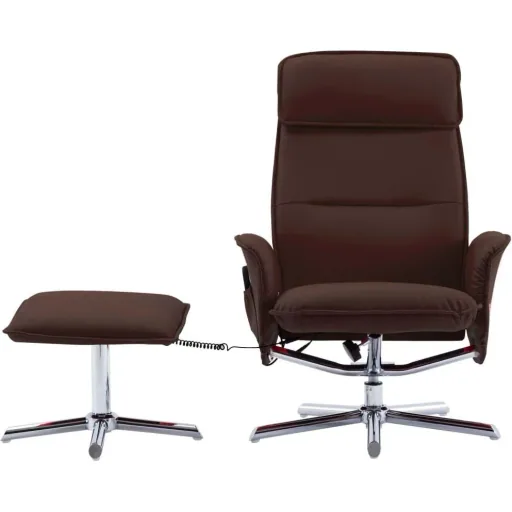 Massagesessel verstellbar mit Fußhocker Kunstleder braun
