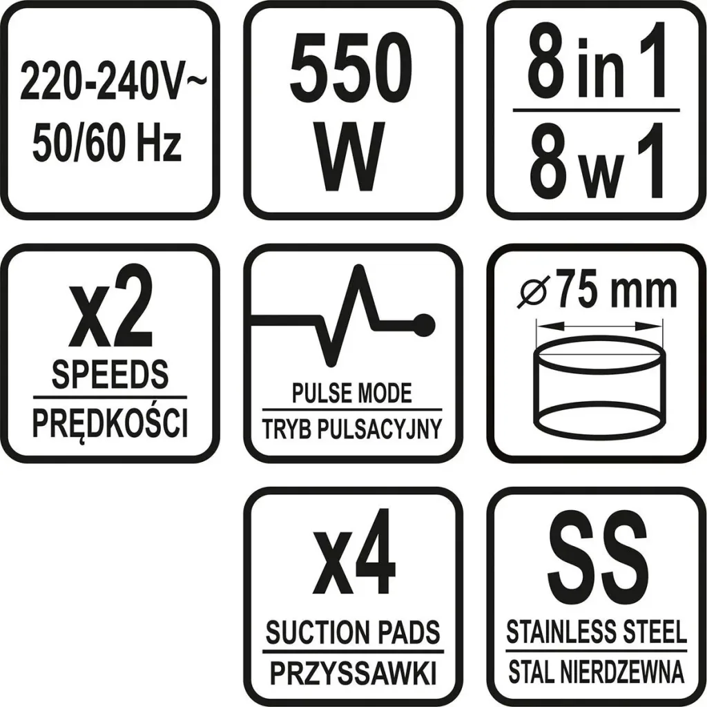 Küchenmaschine 8-in-1 - Mixer/Mixer - 550 W - Edelstahl