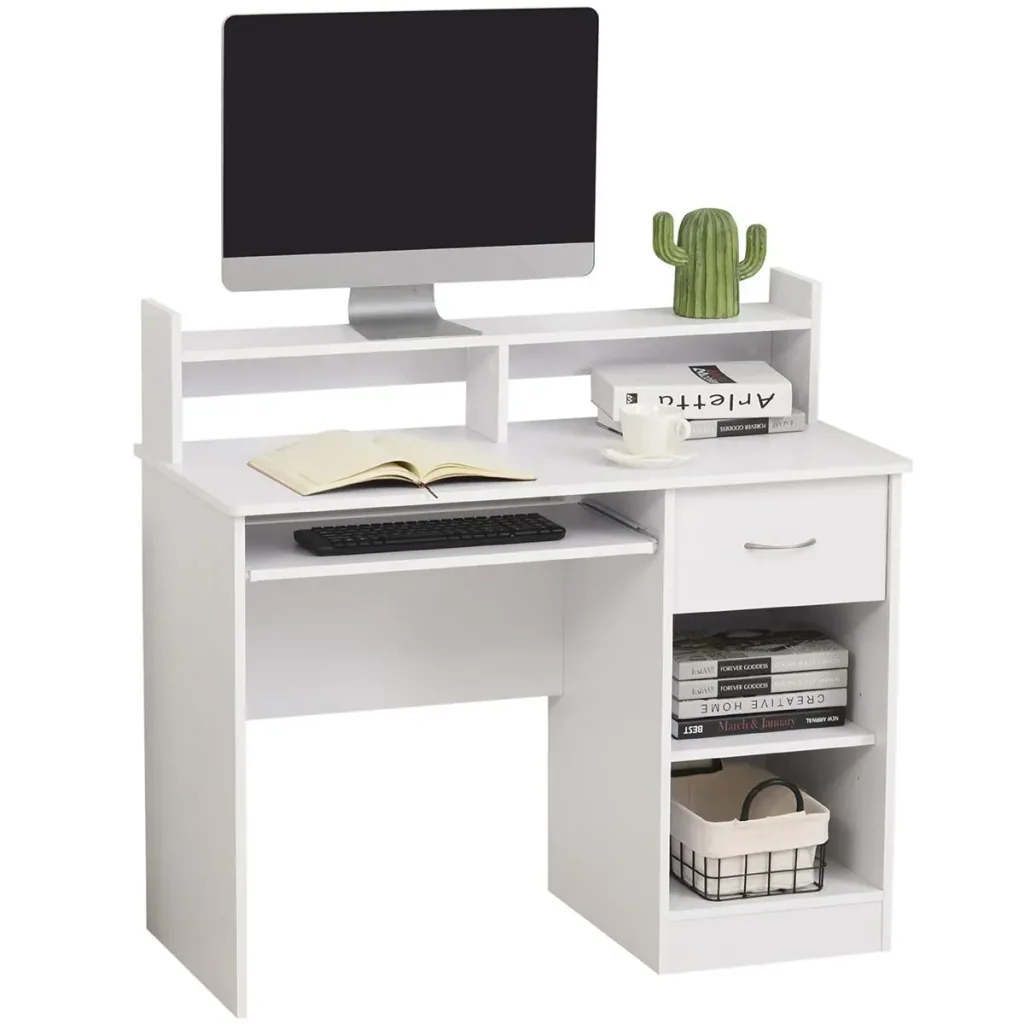 Computertisch Bürotisch Gamingtisch PC-Tisch mit Schublade E1 Spanplatte Weiß 104 x 48 x 95,5 cm