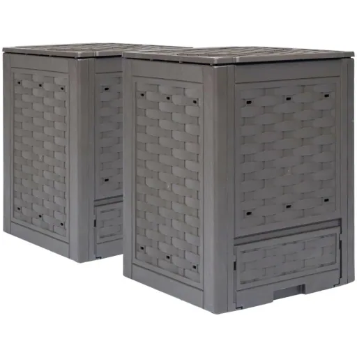 Komposttonnen 2 Stück 600 L 60x60x83 cm braun