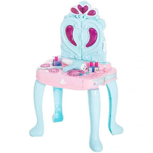 Schminktisch Kinder Frisiertisch Musik und Licht Hellgrün+Rosa