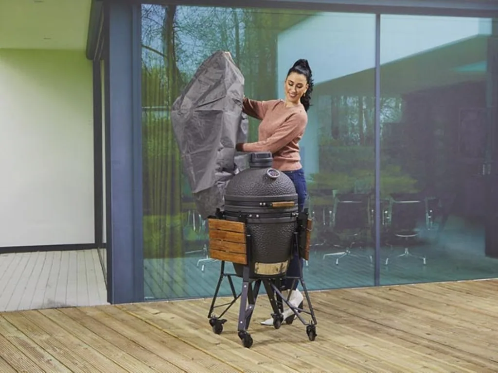 Premium-Schutzhülle für Grill, perfekte Passform Ø80x90 cm, wetterfest, hält Ihren Grill einsatzbereit, ideal für BBQ-Enthusiasten, grau