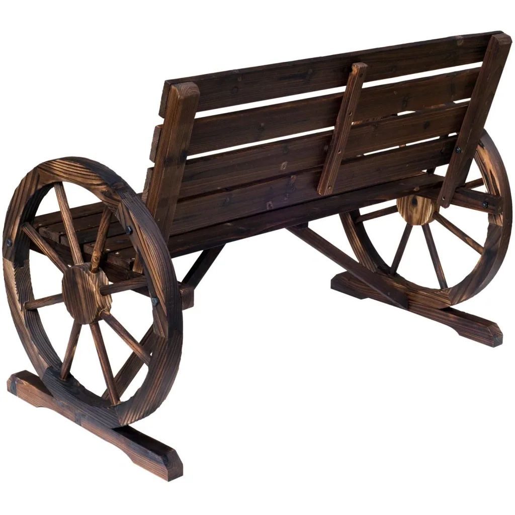 Gartenbank mit Wagenrad mit Armlehne