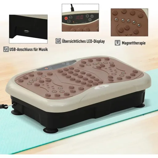 Vibrationsplatte Vibrationstrainer Vibrationsgerät LED-Anzeige USB-Lautsprecher Trainingsbänder Fernbedienung