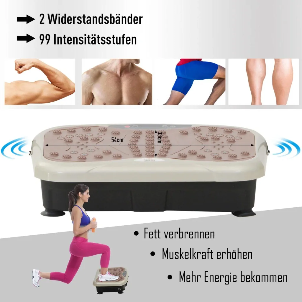 Vibrationsplatte Vibrationstrainer Vibrationsgerät LED-Anzeige USB-Lautsprecher Trainingsbänder Fernbedienung