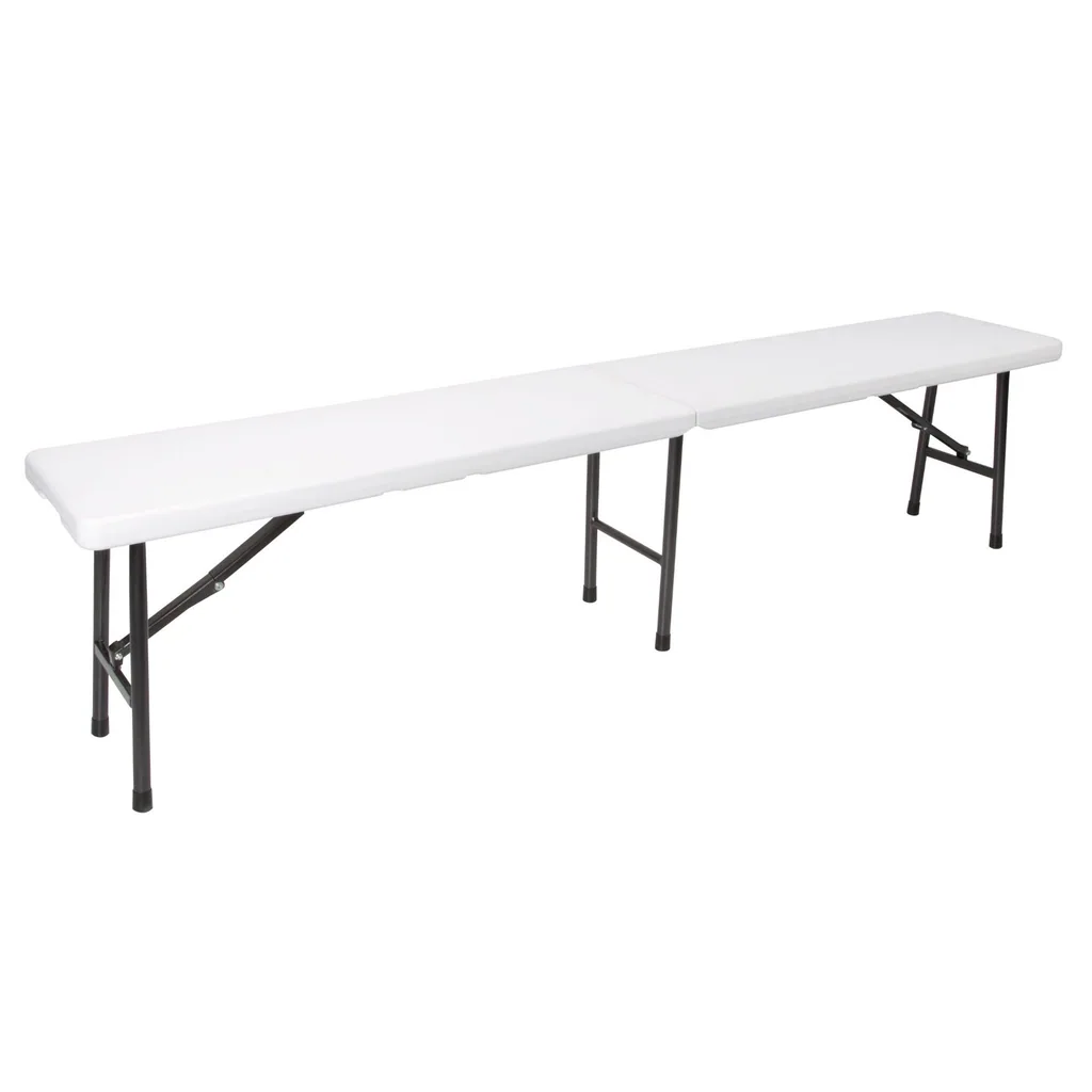 Klappbank mit Griff, wetterbeständige Outdoor-Bank für Garten, Camping, Picknick, Grillen oder Party, ideal für Terrasse, Balkon und Veranstaltungen, tragbar bis 400 kg, weiß
