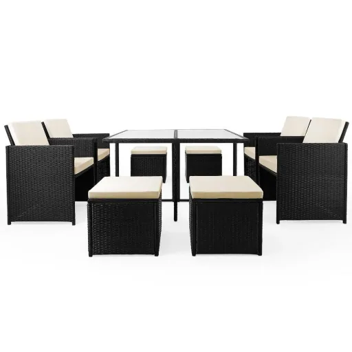 Garten-Set - Lounge-Set 21-tlg. Stühle, Tisch, Kissen, Hocker