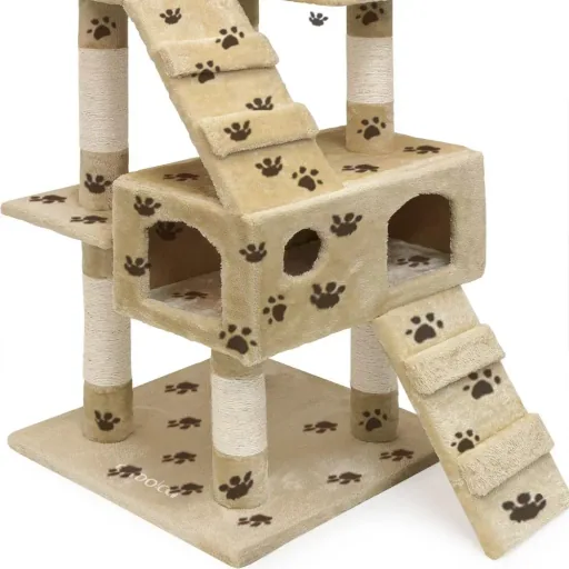 Kratzbaum 175 cm beige mit Beinmuster
