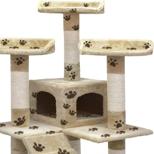 Kratzbaum 175 cm beige mit Beinmuster