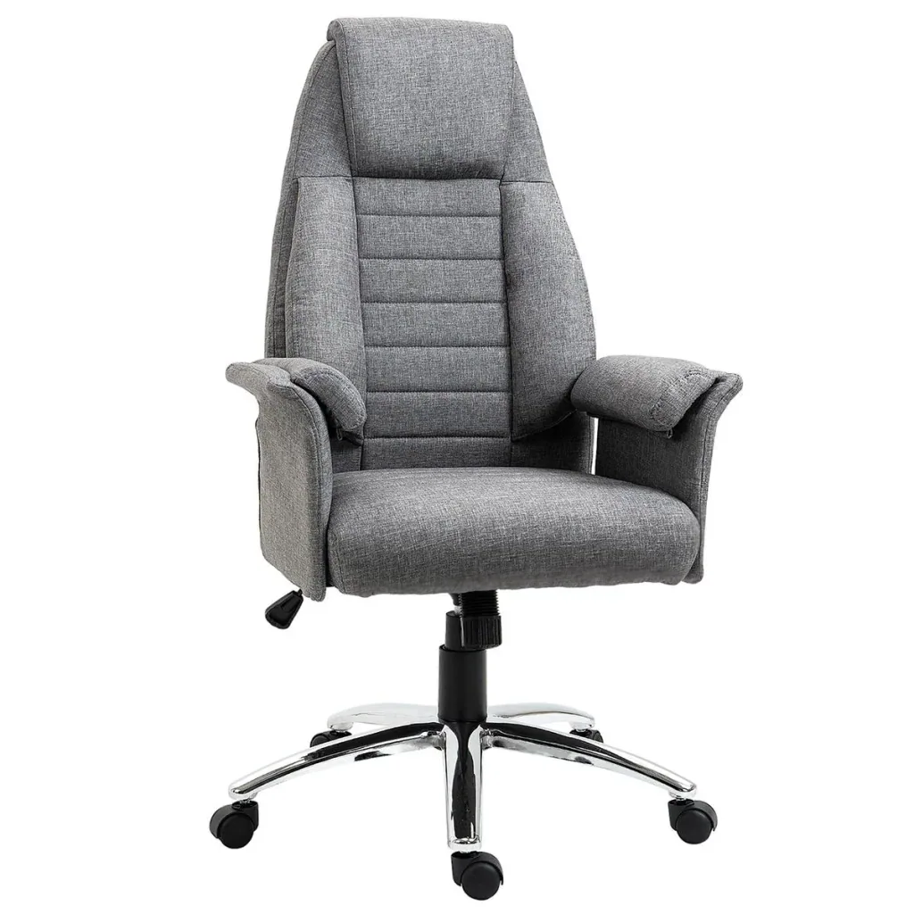 Drehstuhl Chefsessel Bürostuhl Schreibtischstuhl höhenverstellbar, Stoff+Metall, 79x70,5x116-125cm (Grau)