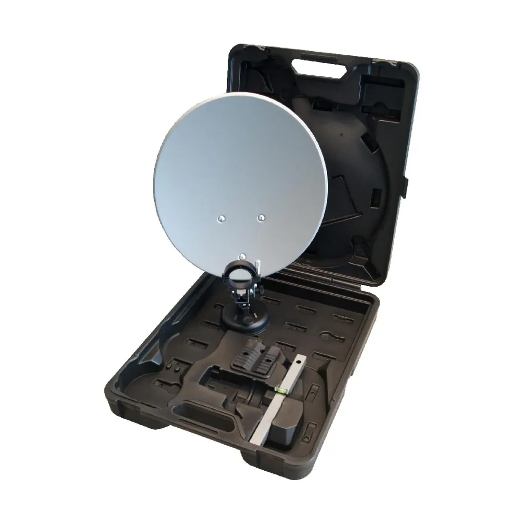 SAT Camping Set mit Rec. DSR4100plus im Koffer, Saugfuß- und Masthalter