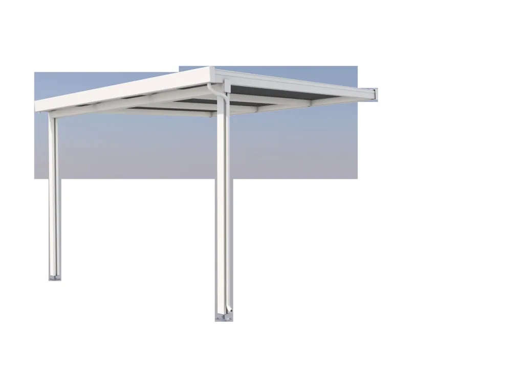 Terrassendach Premium, weiß, 3094 x 3060 mm - Polycarbonat Stegplatten 16 mm, klar