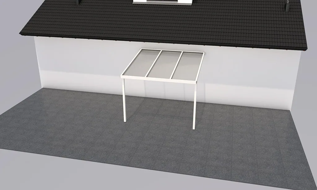 Terrassendach Premium, weiß, 3094 x 3060 mm - Polycarbonat Stegplatten 16 mm, klar