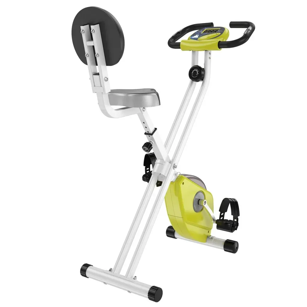 Heimtrainer Fahrradtrainer mit 8 stufig einstellbarem Magnetwiderstand höhenverstellbar Stahl Gelb+Weiß 43 x 97 x 109 cm