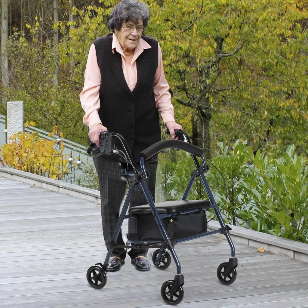 Rollator Gehhilfe Laufhilfe für Senioren höhenverstellbar faltbar Stahl Schwarz