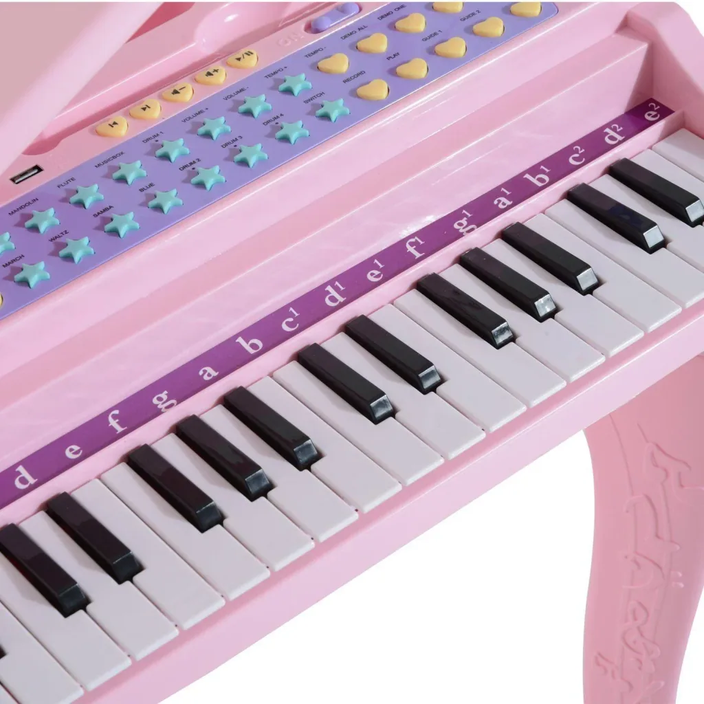 Kinderklavier Musikinstrument MP3 USB inkl. Hocker 37 Tasten rosa