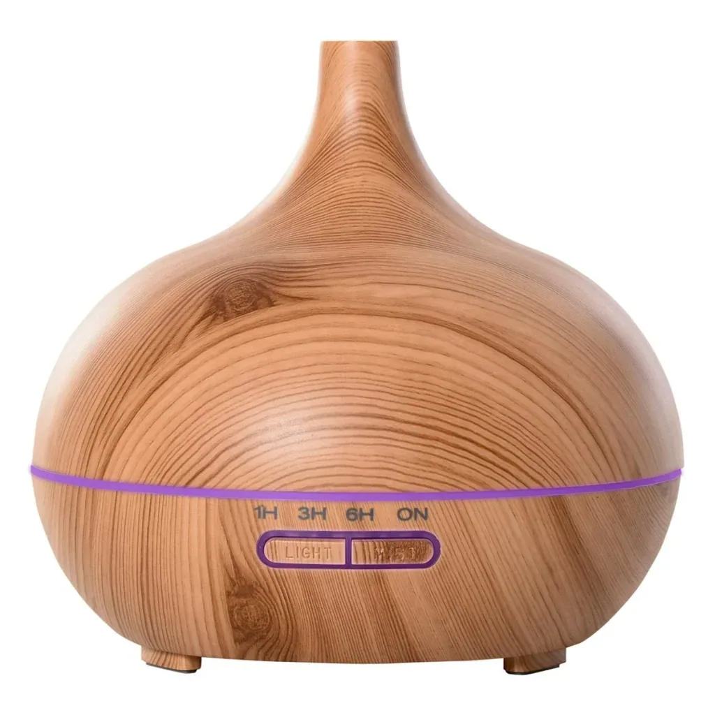 Aroma Diffuser Luftbefeuchter mit 7 Farben LED Lichter für Zuhause Büro Schlafzimmer Ätherische Öle 400 ml Natur