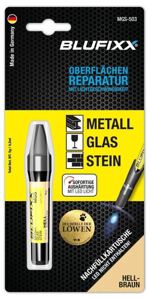 Ersatz-Kartusche 5 g für Reparaturstift Metall, Glas und Stein, hellbraun