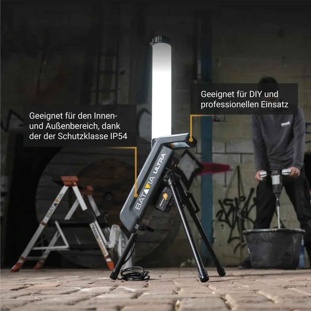 Maxxpack 18V Hybrid-LED-Arbeitsleuchte 360° mit Stativ (ohne Akku und Ladegerät)
