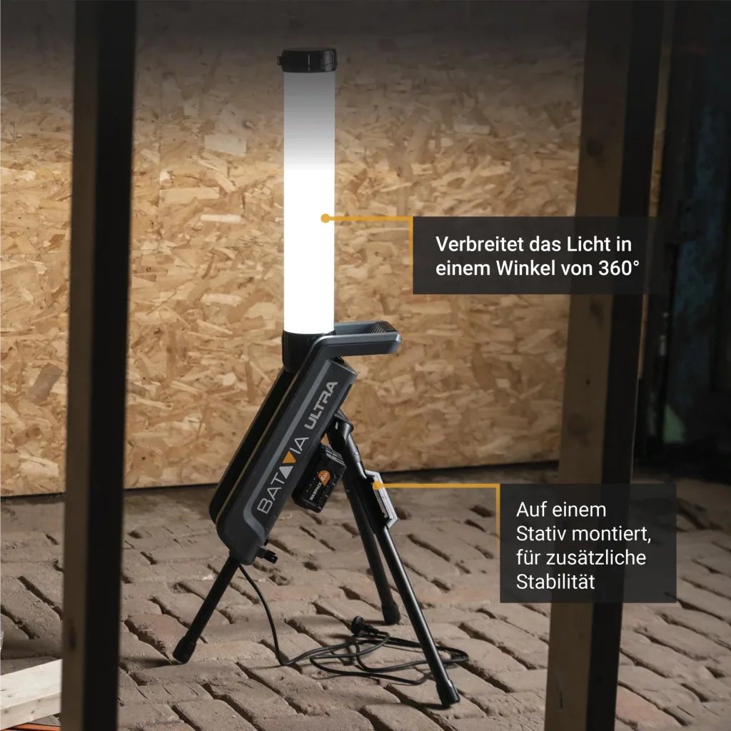 Maxxpack 18V Hybrid-LED-Arbeitsleuchte 360° mit Stativ (ohne Akku und Ladegerät)