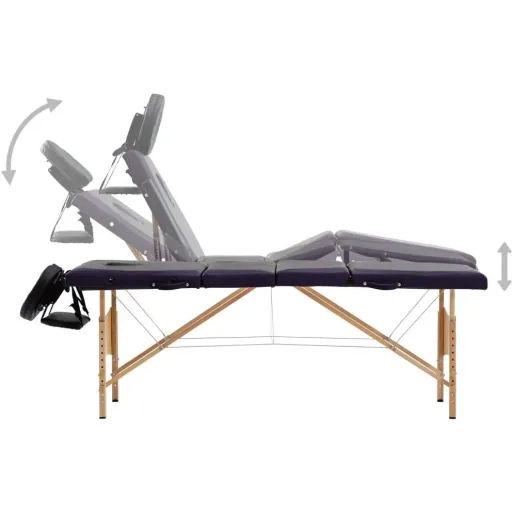 Klappbarer Massagetisch 4 Zonen Holz schwarz und lila