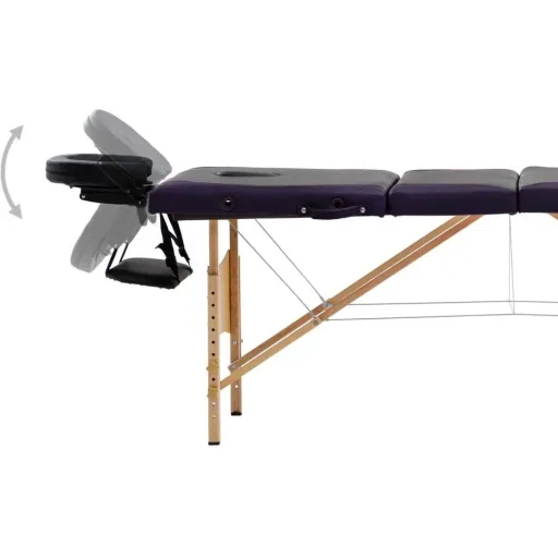Klappbarer Massagetisch 4 Zonen Holz schwarz und lila