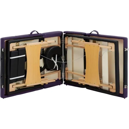 Klappbarer Massagetisch 4 Zonen Holz schwarz und lila