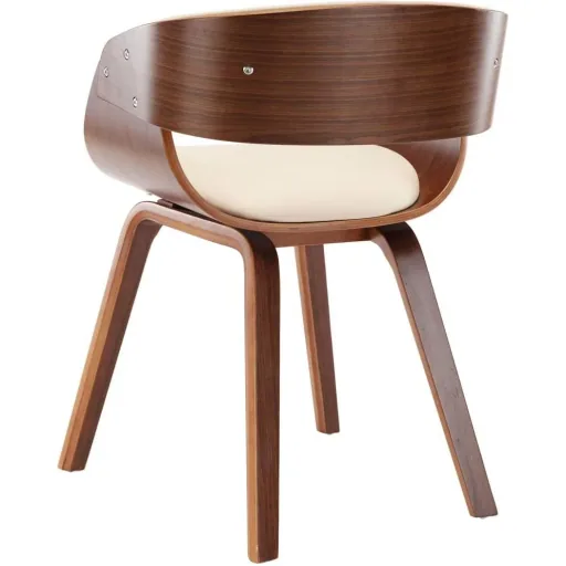 Esszimmerstuhl gebogenes Holz und Kunstleder creme