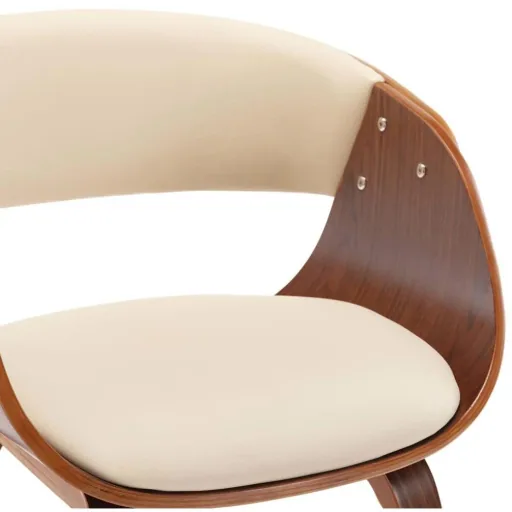 Esszimmerstuhl gebogenes Holz und Kunstleder creme