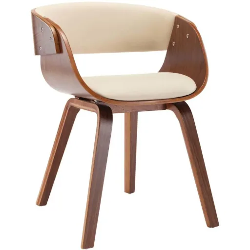 Esszimmerstuhl gebogenes Holz und Kunstleder creme