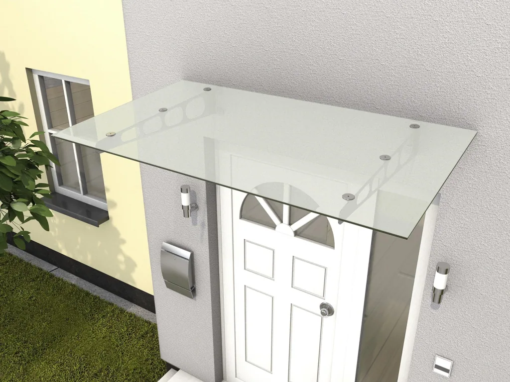 Edelstahlvordach HD/LT 160 gefrostet, 160 x 90 x 16 cm, Edelstahl, Verbundsicherheitsglas (VSG) 8mm gefrostet