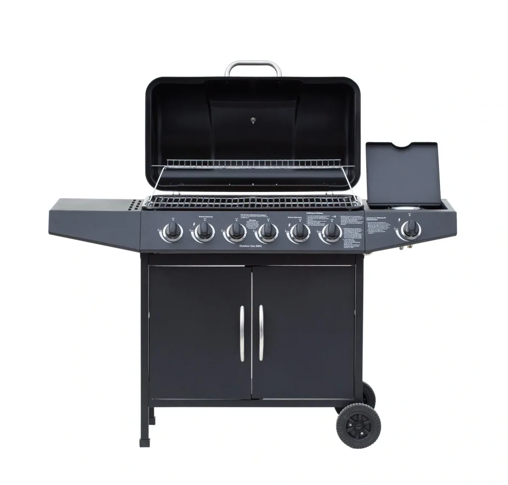 Gasgrill "Dayton" 6 Hauptbrenner + 1 Seitenbrenner, schwarz