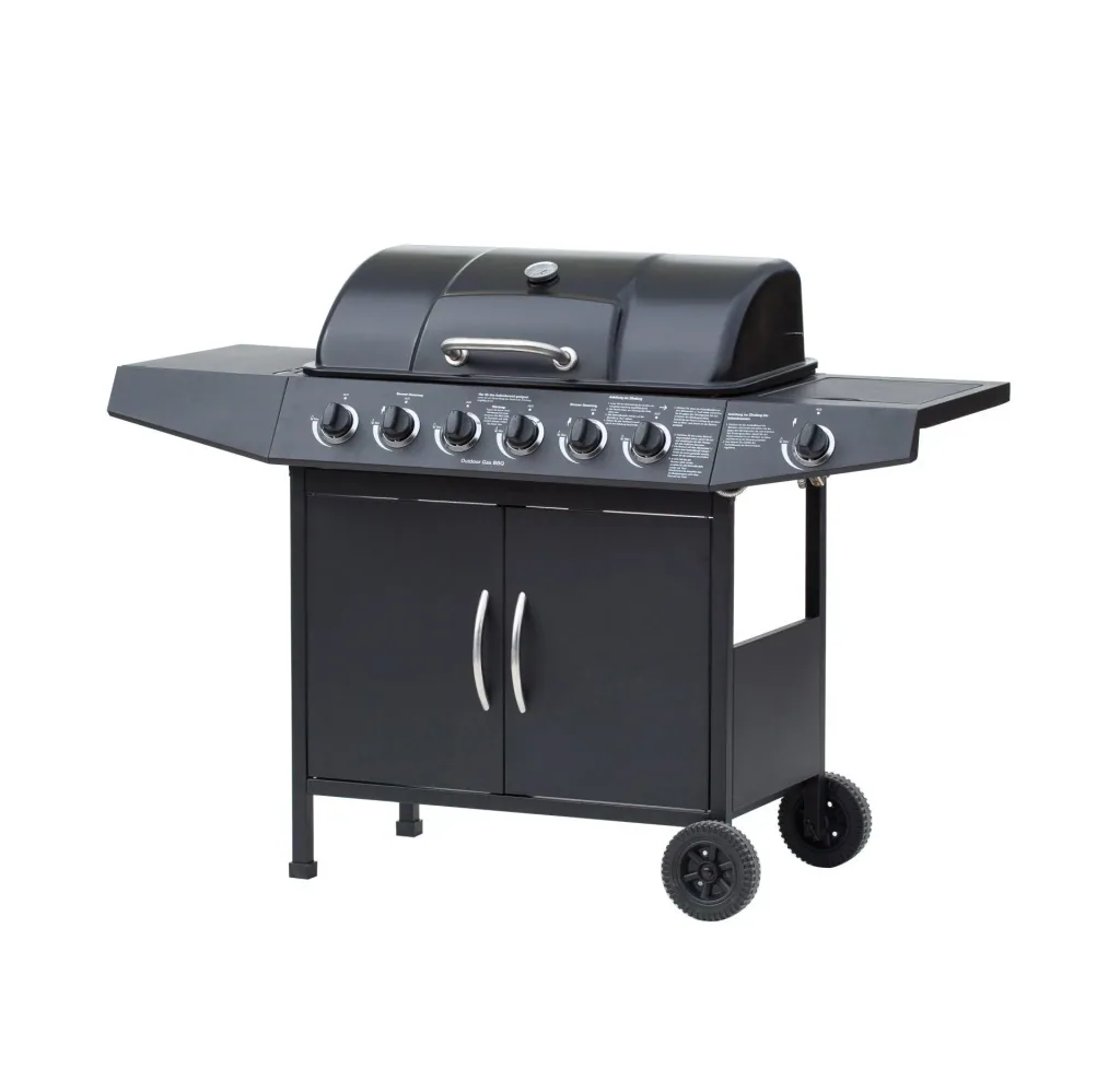 Gasgrill "Dayton" 6 Hauptbrenner + 1 Seitenbrenner, schwarz