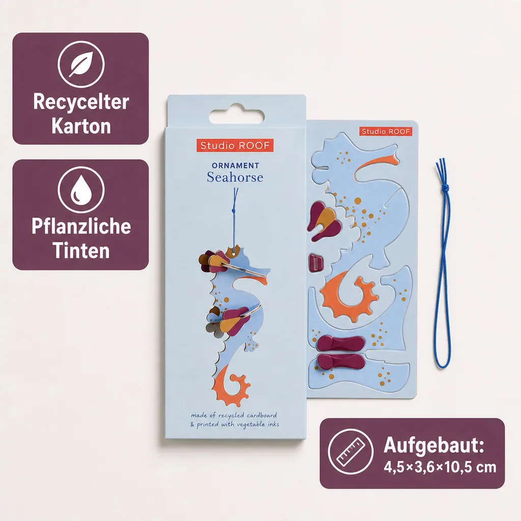 Studio ROOF Ornament, Bastel-Set, 3D Wandobjekt - Seepferdchen